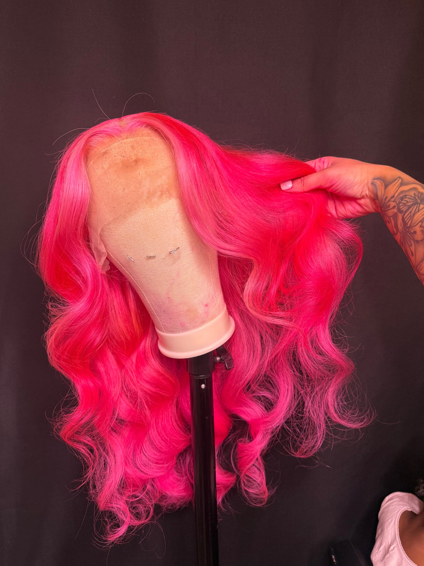 Barbie Drip Wave Wig – Hot Pink with Baby Pink Money Piece | 13x6 HD Lace | 220 Density 💖✨