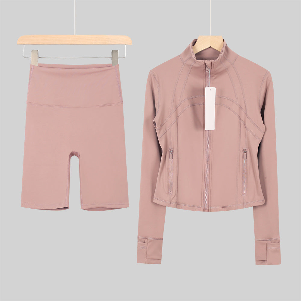 Bxrbie Cropped Define Jacket & Shorts Set - Nude Collection