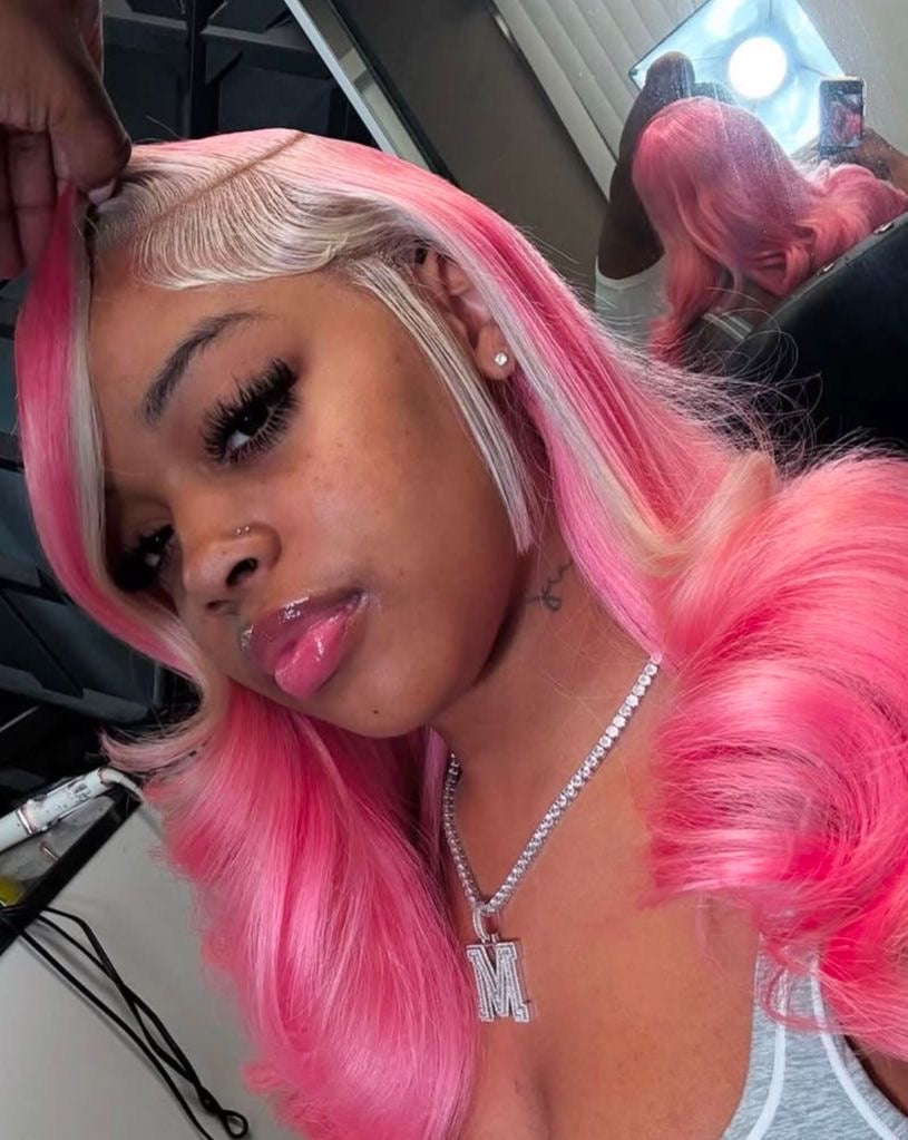 Cotton Candy Blonde Money Piece Body Wave Wig – Baby Pink & 613 | 13x6 HD Lace | 220 Density 🍬💗✨