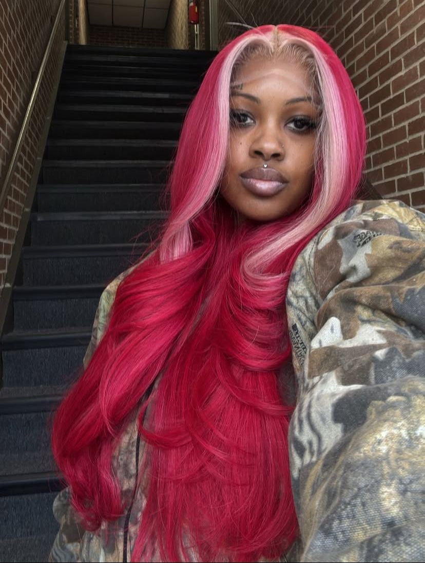 Pink Princess Money Piece Wig – Hot Pink & Baby Pink | 13x6 HD Lace | 220 Density 💖✨