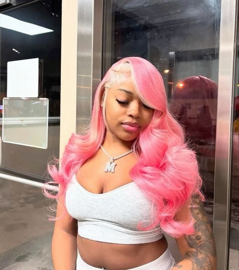 Cotton Candy Money Piece Straight Wig – Baby Pink & 613 | 13x6 HD Lace | 220 Density 🍬💗✨