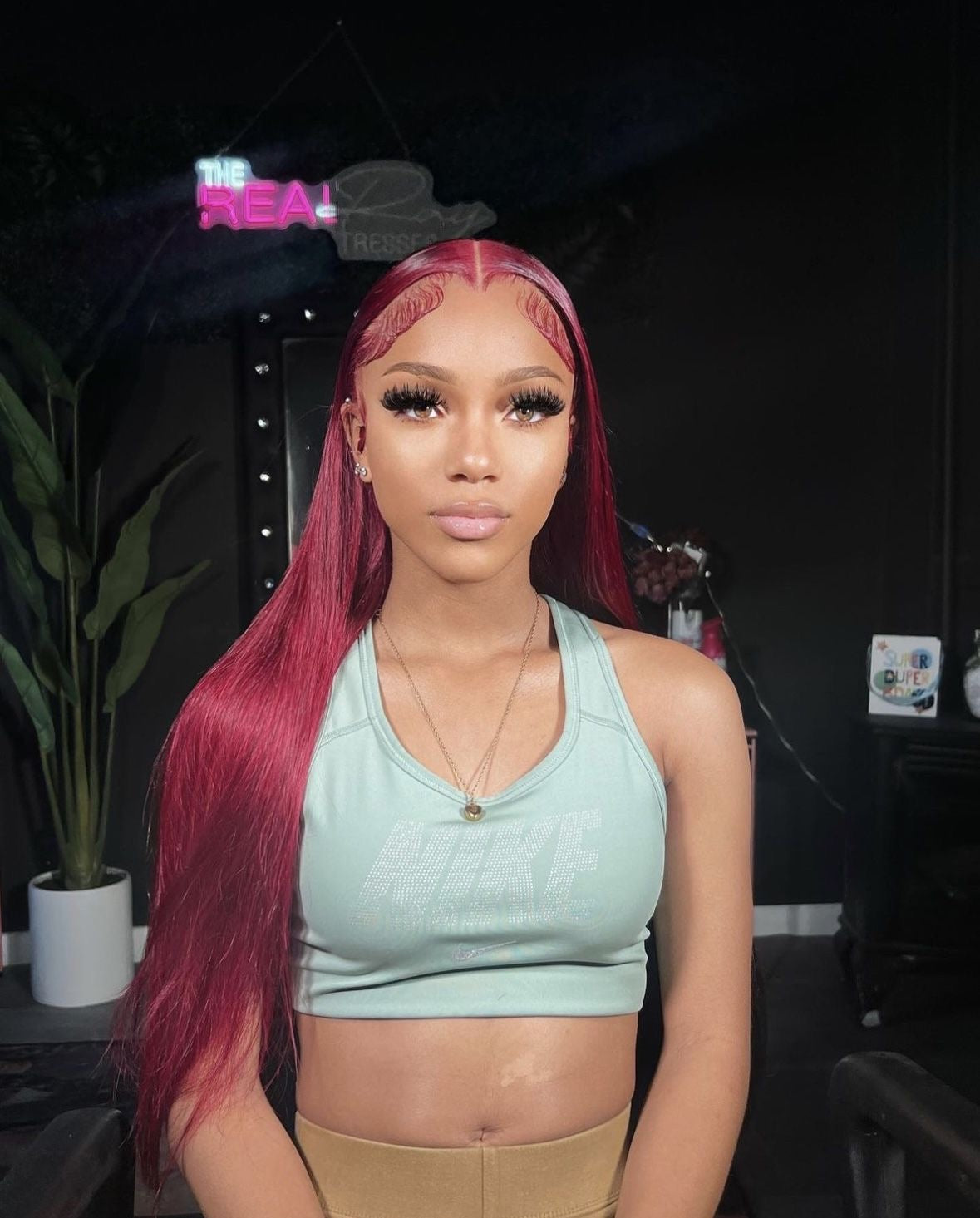 Baddie on a Budget Burgundy Straight Wig – 99J | 13x6 HD Lace | 200 Density 🍷✨