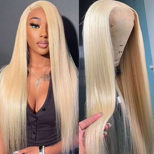 Icy Blonde Toned Straight Wig – 613 | 13x6 HD Lace | 220 Density ❄️✨