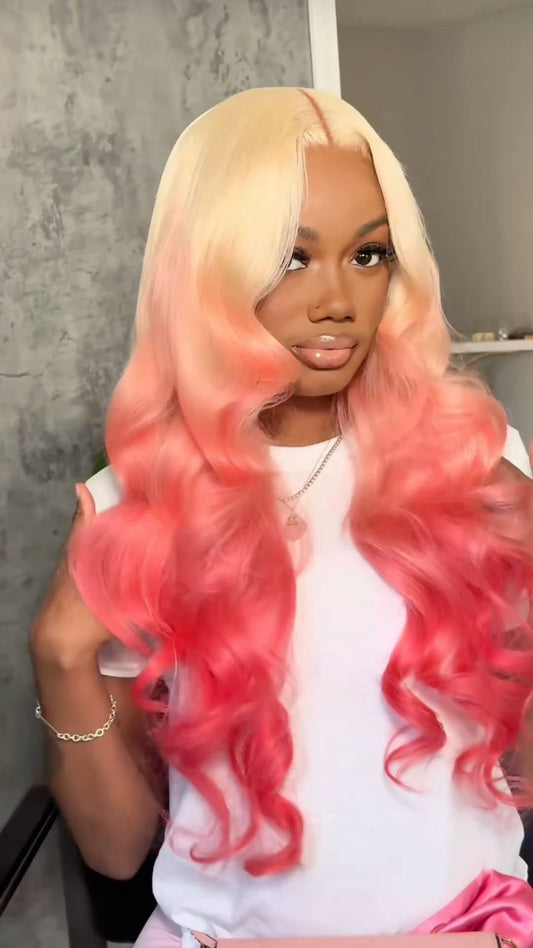Baddie on a Budget Strawberry Cheesecake Wig – 613 | HD Lace | 220 Density 🍓🍰✨