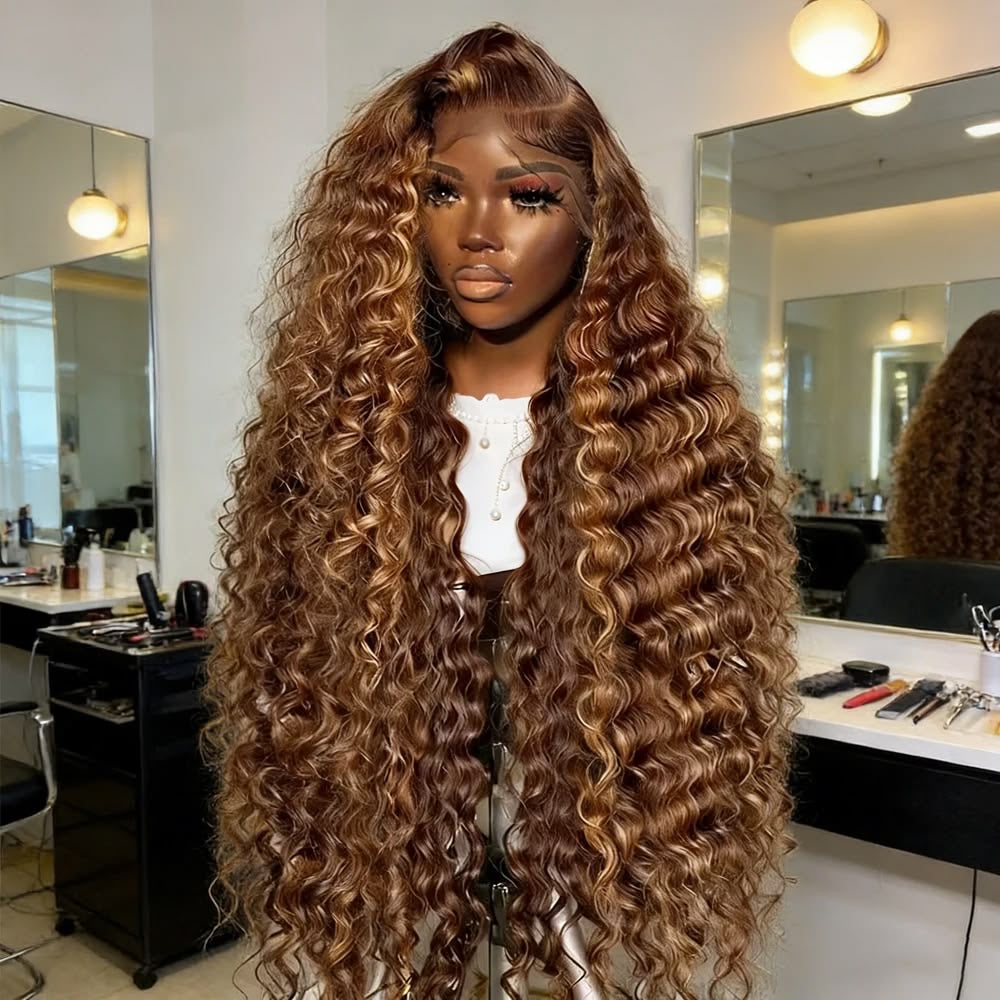 Honey Caramel Deep Wave Wig – 4/27 | HD Lace | 200 Density 🍯✨