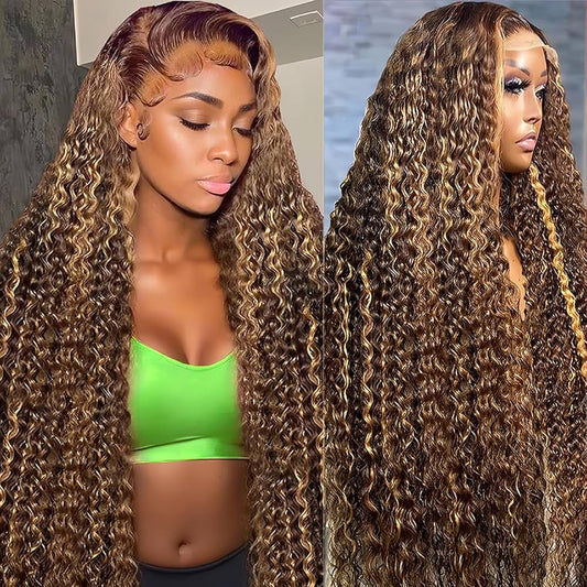 Bxrbie “Golden Drip” 13x6 Highlight Deep Wave Wig – 220% Dens