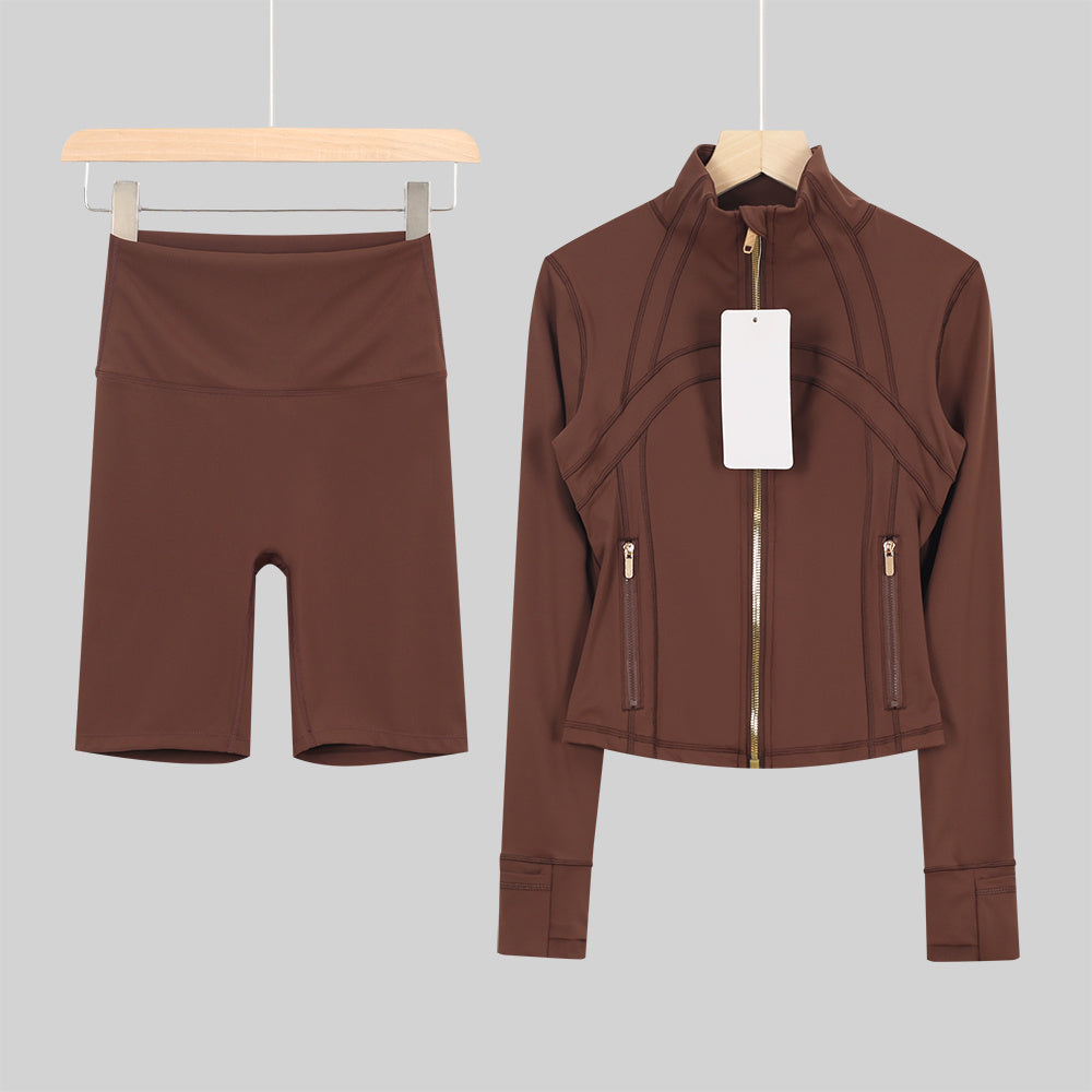 Bxrbie Cropped Define Jacket & Shorts Set - Nude Collection