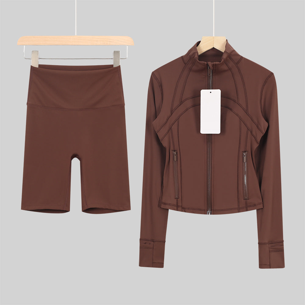 Bxrbie Cropped Define Jacket & Shorts Set - Nude Collection