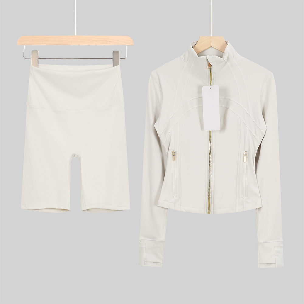 Bxrbie Cropped Define Jacket & Shorts Set - Nude Collection