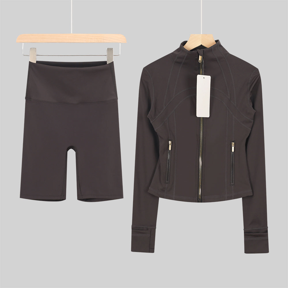 Bxrbie Cropped Define Jacket & Shorts Set - Nude Collection