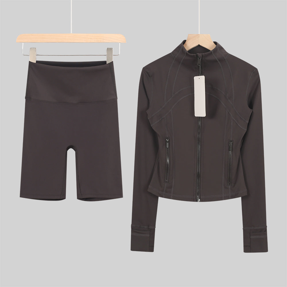 Bxrbie Cropped Define Jacket & Shorts Set - Nude Collection