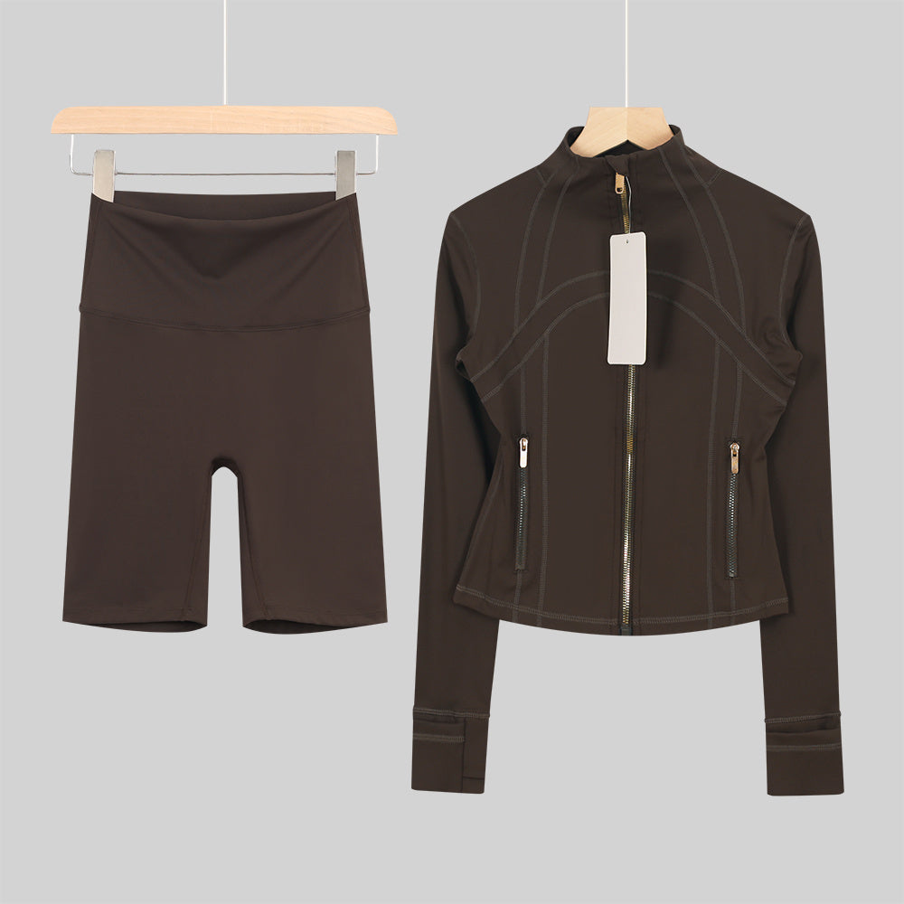 Bxrbie Cropped Define Jacket & Shorts Set - Nude Collection