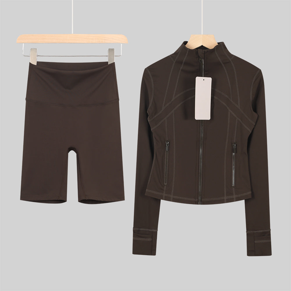 Bxrbie Cropped Define Jacket & Shorts Set - Nude Collection