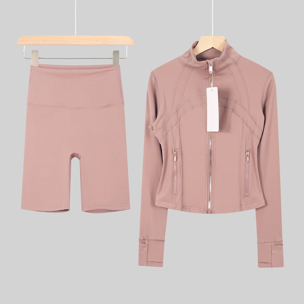 Bxrbie Cropped Define Jacket & Shorts Set - Nude Collection